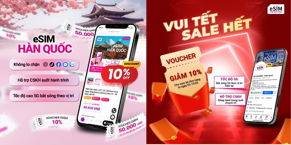 Săn ngay ưu đãi tại Thế giới eSIM để nhận gói esim giá rẻ kèm nhiều quà tặng hấp dẫn